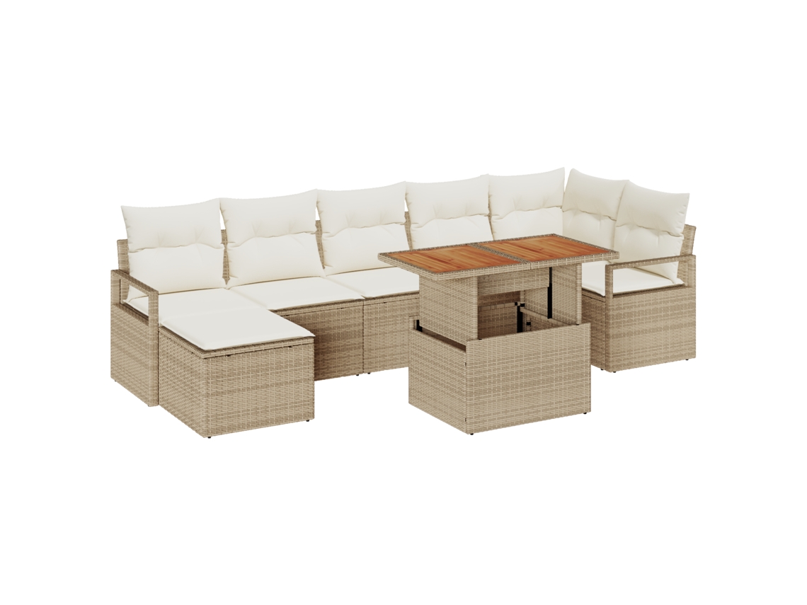 Conjunto 8 De Sofás De Jardín Con Cojines Vidaxl De Ratán Beige