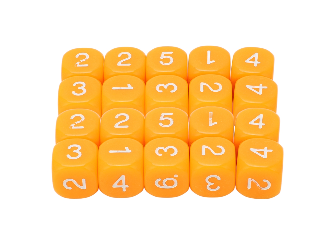 Ymsl 20 Unidades Dados De Números De 6 Caras Con Bordes Redondeados, Juego De Mesa Herramientas De Enseñanza Plástico Naranja Hxl