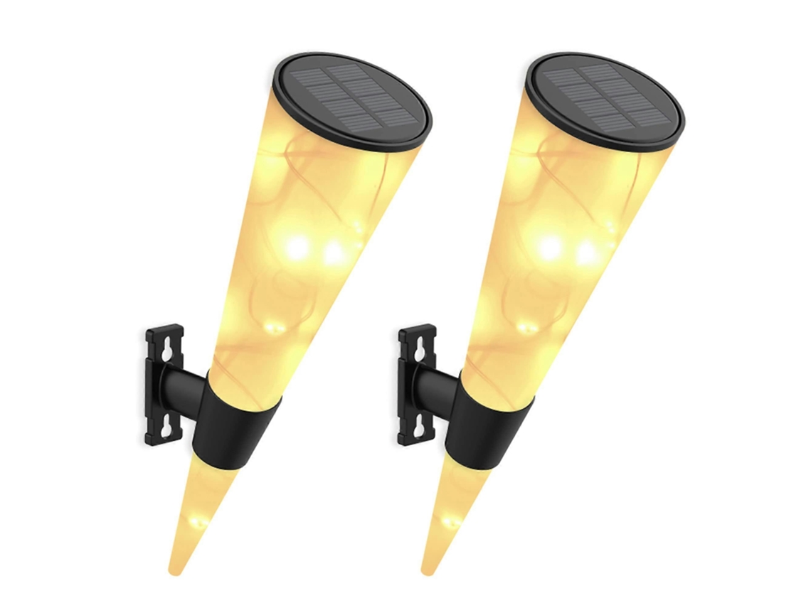 Rebe-2 Pack Luz Solar Exterior Decorativa Led Luz Caliente Ip65 Impermeable Para Jardín Terraza Pared Clase Energética A++