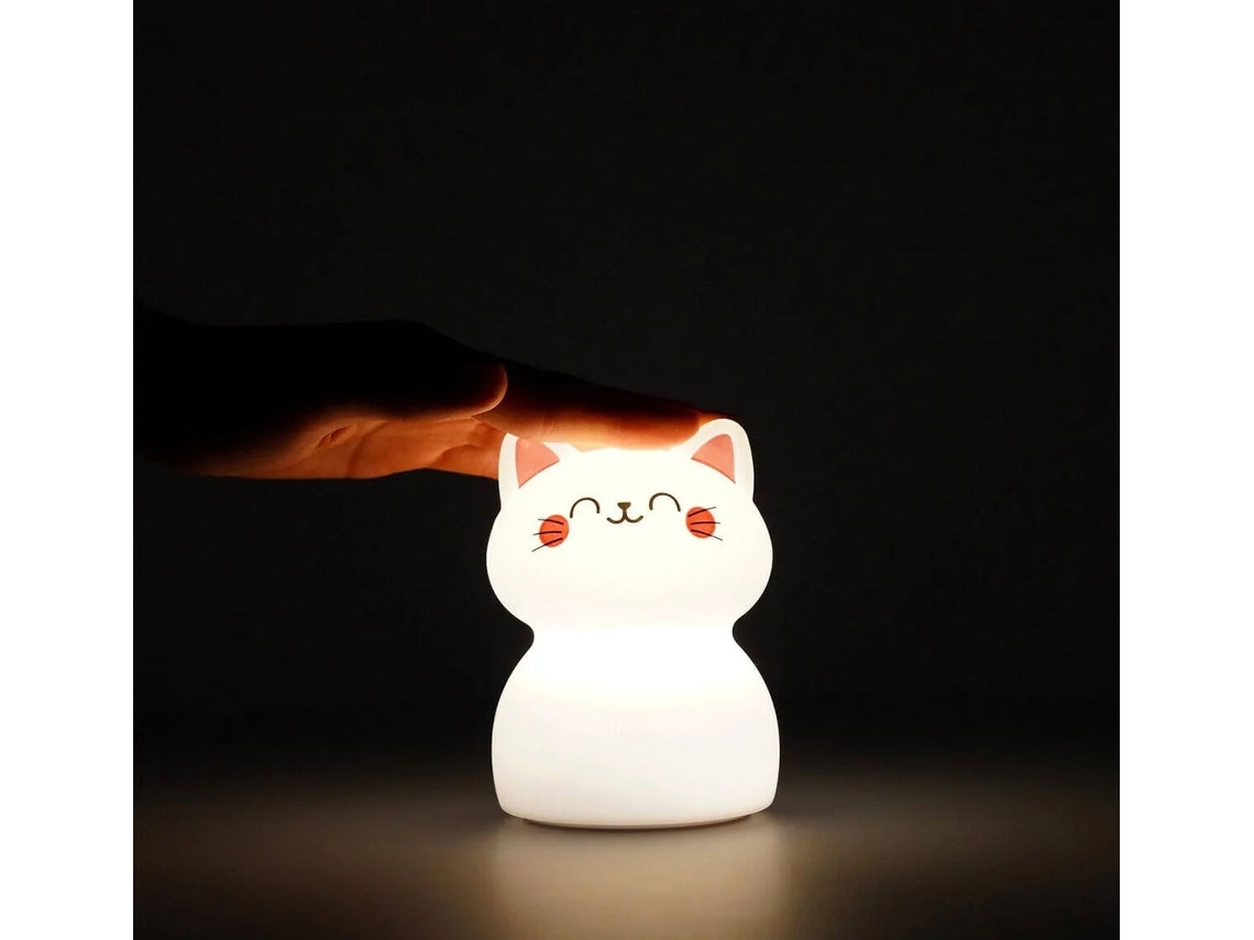 Luz nocturna recargable Legami con forma de gato que cambia de color