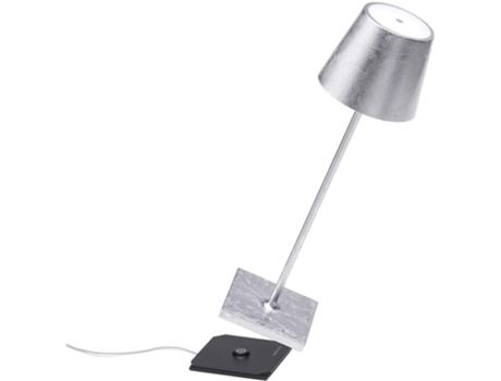 Lámpara de Mesa Poldina Pro Silver Leaf LED recargable y regulable ZAFFERANO