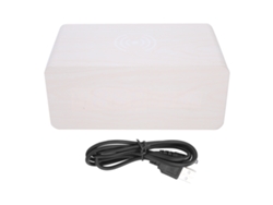 Altavoz Bluetooth inalámbrico de madera con despertador, 2000 mAh, mini altavoz estéreo portátil, luz blanca y azul.