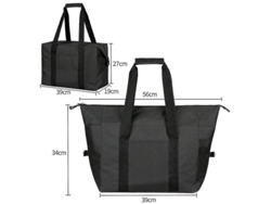 Bolsa grande plegable para refrigerador, bolsa para refrigerador de 20 litros, cesta de compras plegable, bolsa grande plegable para refrigerador SH GOKOCO (negra)