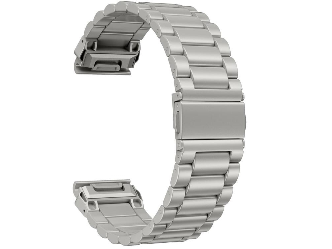 Bracelete Para Garmin (26mm) - Aço Inoxidável - Fecho Dobrável Integrado - Três Esferas Tactix Titânio