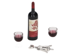 Ats-set De Vino Tinto Para Casa De Muñecas 1/12 Simulación Botellas Vasos Abridores Accesorios Decoración Miniatura