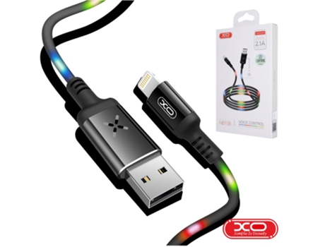 Cable USB-A XO Lightning 8P 2.1A 1M Leds Coloridos