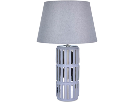 Lámpara de mesa 33x53 cilindro ceramica plateado tulipa gris lucky PRESUME DE CASA