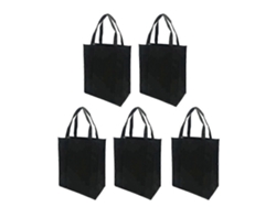 5 bolsas de compra plegables de tela no tejida reutilizables para compras al aire libre, color negro, 30x25x10cm GOKOCO