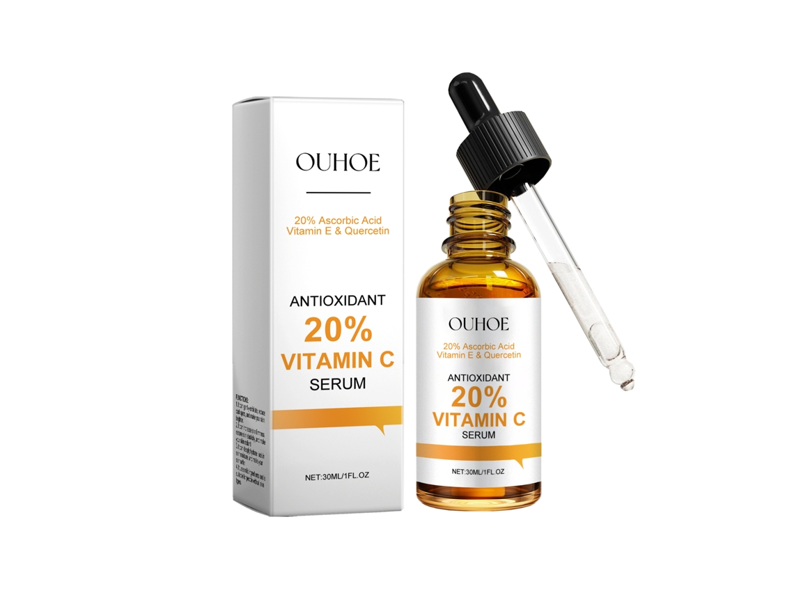 Sérum iluminador con vitamina C para una piel radiante.