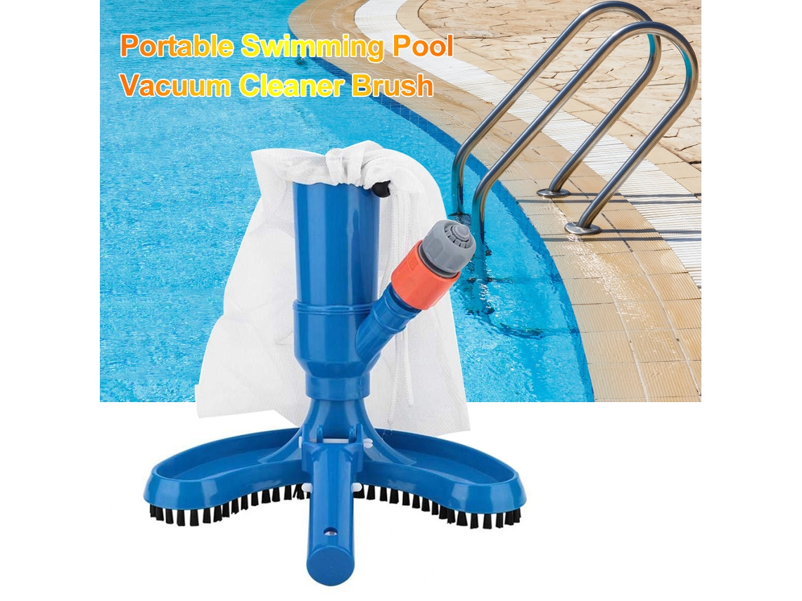 Cepillo para piscinas con chorro de limpieza y mini aspiradora de chorro para manchas y fontanería.