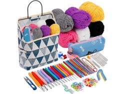 Kit de crochet de 83 piezas que incluye ovillos de lana, agujas, kit de accesorios, bolsa de lona y más, chrui