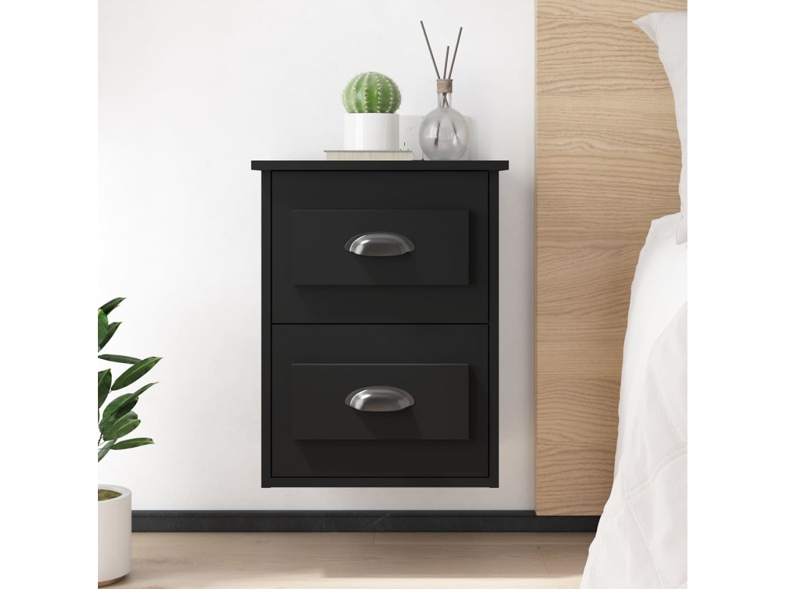 Mesitas de Noche de Pared 2 Pzs 41,5X36X53 Cm Negro