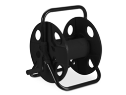 Relaxdays Portamangueras, Para Mangueras De 30 M 1/2", Acero, Plástico, Enrollamangueras, 38 X 42 X 31 Cm, Negro