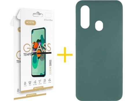 Carcasa + 2 Protectores de Pantalla Samsung A20e ACCETEL Verde