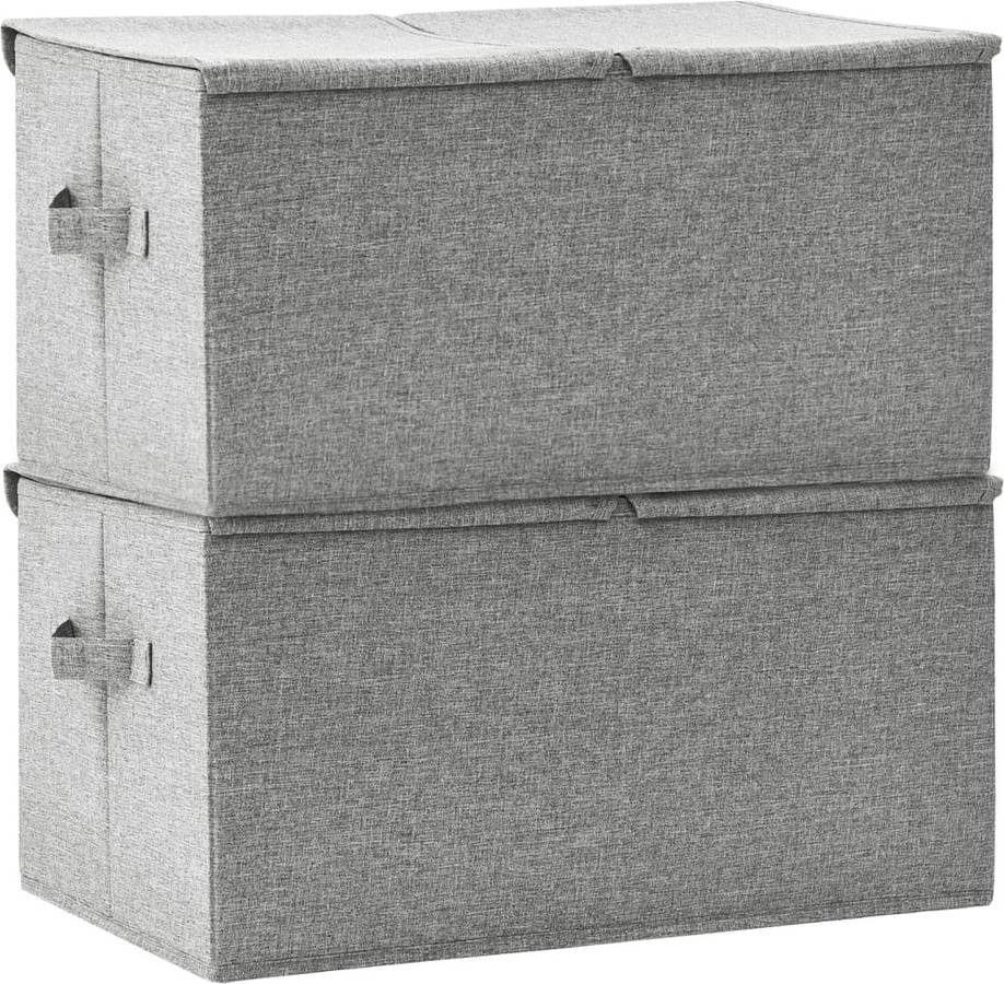 vidaXL Cajas de almacenaje 2 uds tela gris 50x30x25 cm