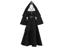 Disfraz de monja fantasma de Halloween, disfraz de monja de terror, negro, talla XXXL, Chennnls