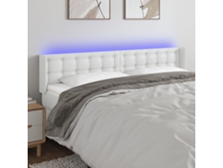 Cabecero Con Led Cuero Sintético Blanco 203x16x78/88 Cm