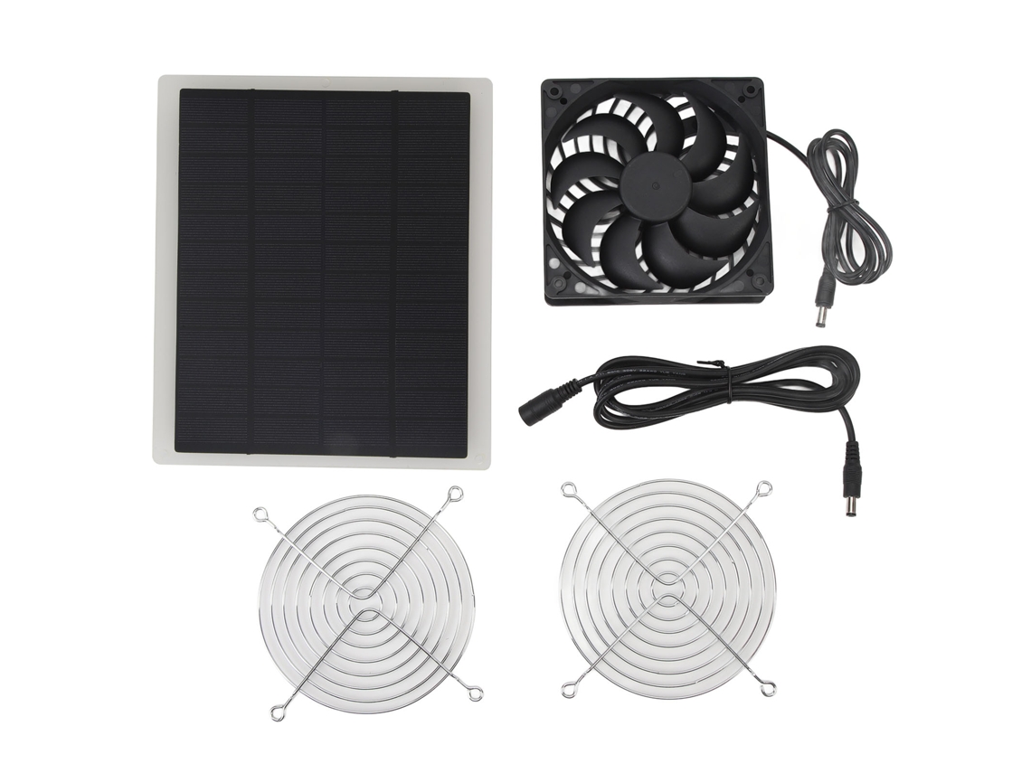 Ventilador solar de 10 W para invernadero, gallinero y caseta de mascotas.