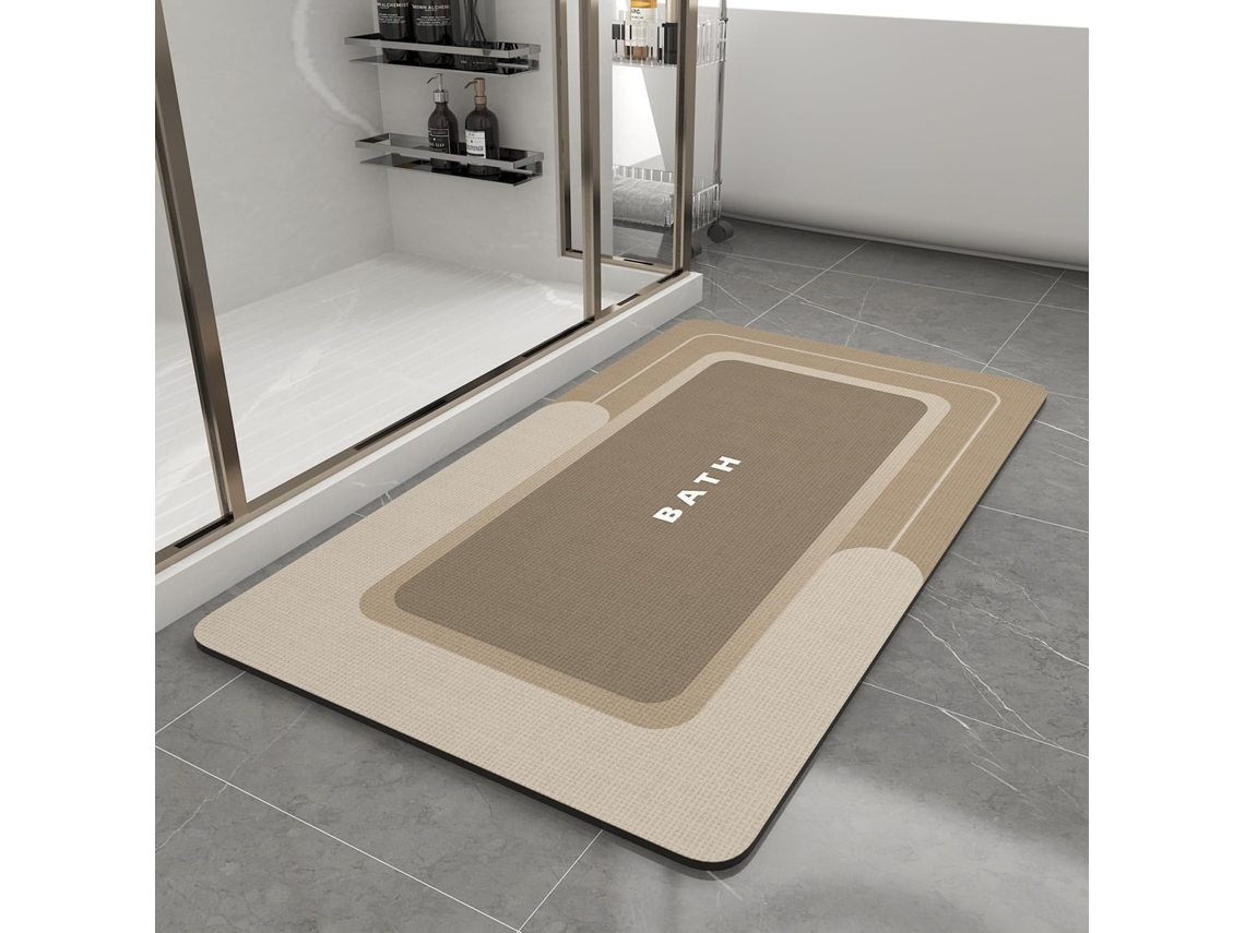 Alfombrilla De Baã±o Fina Y Antideslizante, Muy Absorbente Y De Secado Rã¡pido (beige/45x75x0.4cm) Gertiz