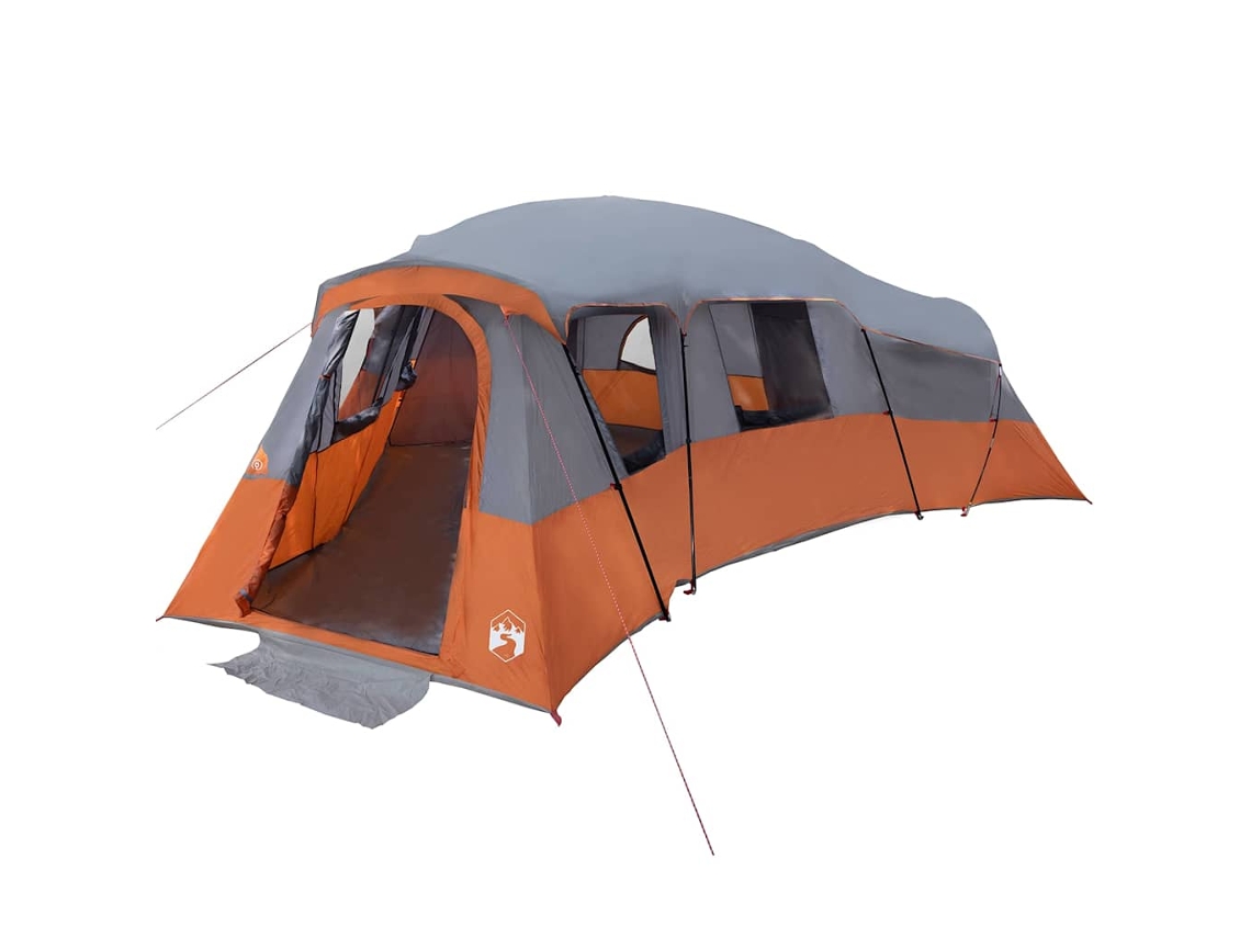Tienda de campaña familiar, gris y naranja, 762 x 655 x 218 cm, tafetán.