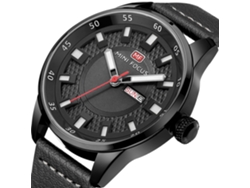 Reloj De Hombre Analógico De Cuarzo Con Correa De Cuero Impermeable Casual Mini Focus Negro