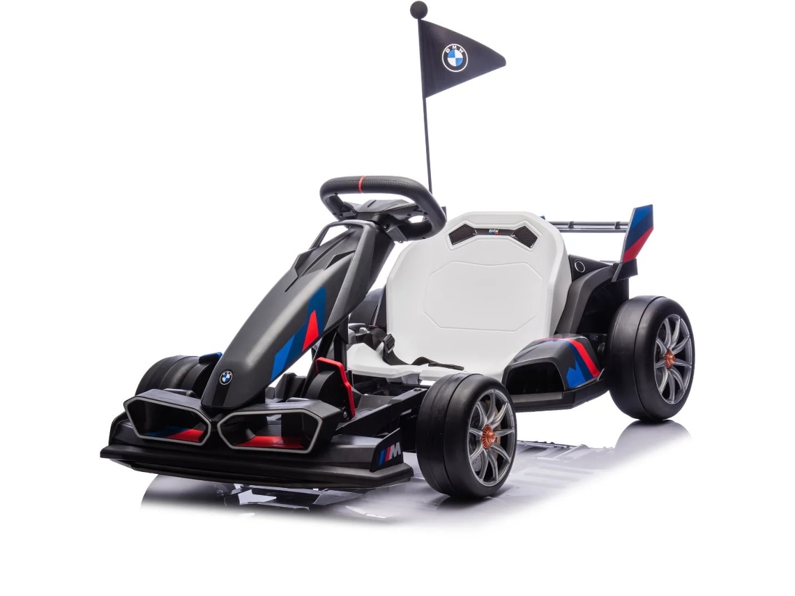 Bmw Gokart Eléctrico Para Niños - 5 A 12 Años - Función De Derrape - Gris