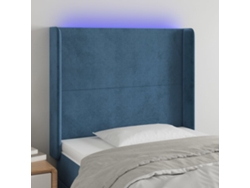 Cabecero Con Led De Terciopelo Azul Oscuro 93x16x118/128 Cm