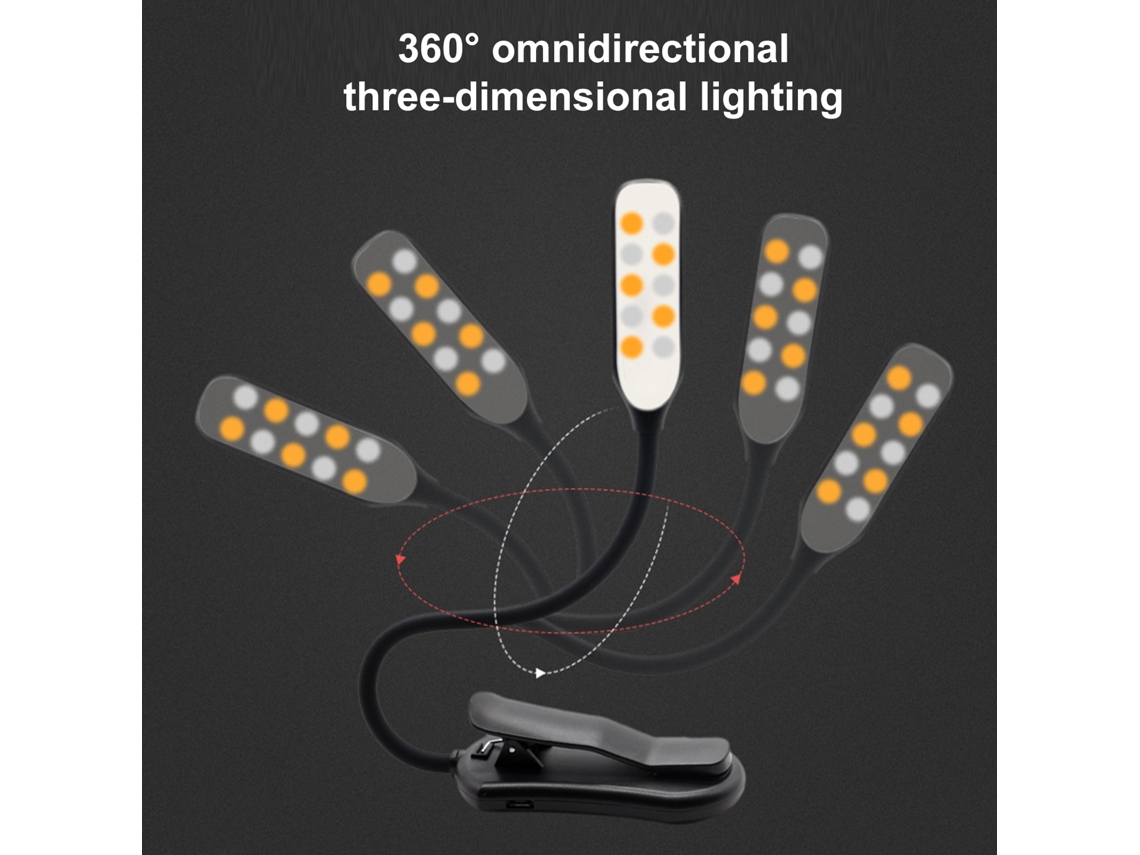 Mini Lámpara De Escritorio Con Clip Para Estudiantes, Luz De Lectura Con 3 Temperaturas De Color Y Cuello De Silicona Flexible.
