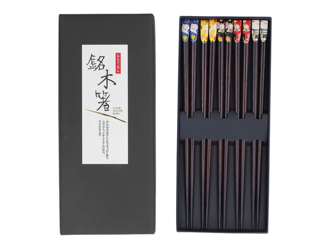 5 Pares De Palillos Reutilizables Hechos De Palisandro Natural, Estilo Japonés, Antideslizantes Y Duraderos.