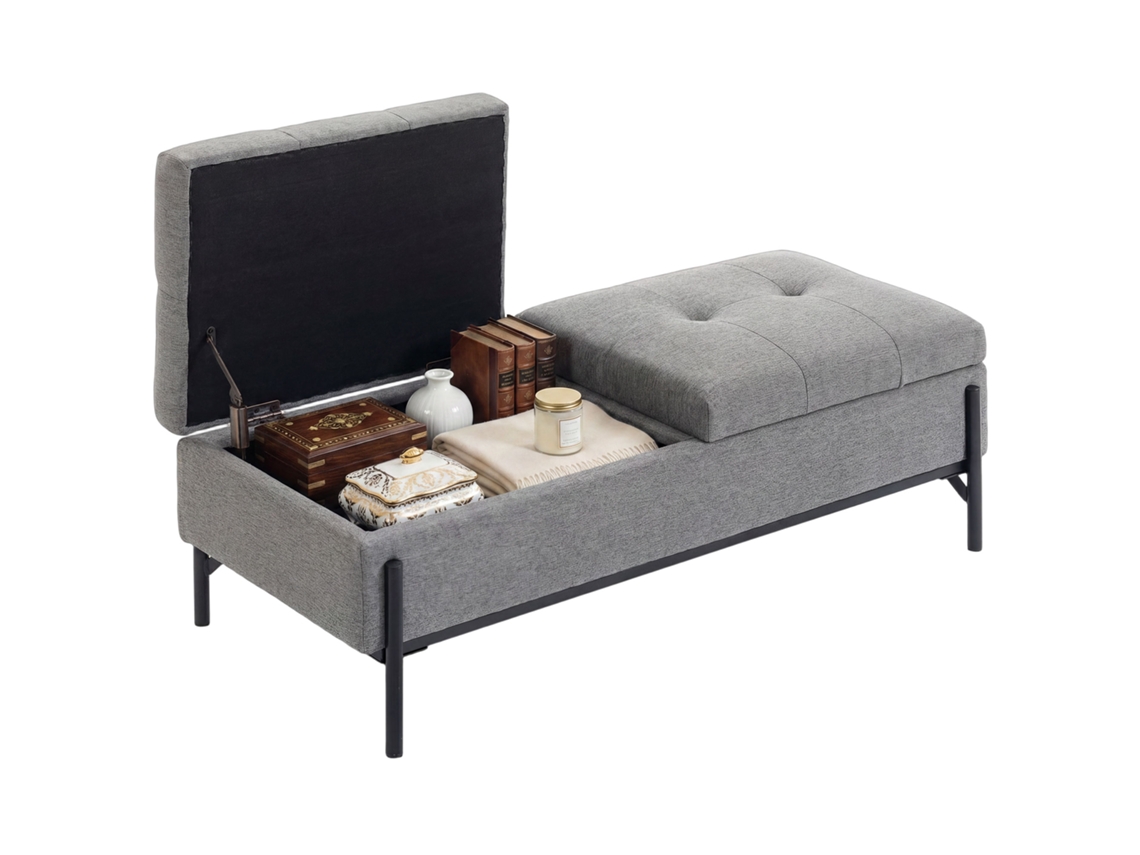 Banco De Almacenamiento/banco De Cama Para Ropa Blanca Con 2 Compartimentos, Tapas Abatibles Y Acolchado Extra Grueso, 117 X 50 X 44 Cm