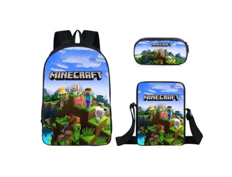 KOHREE Mochila escolar para estudiantes de Minecraft, juego de tres piezas