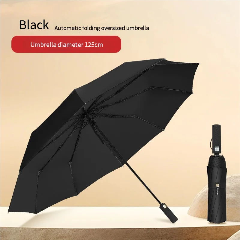 (negro 10k) Sombrilla Plegable Extragrande De 125 Cm Con Toldo Triple, Doble Capa Y Protección Solar De Vinilo.