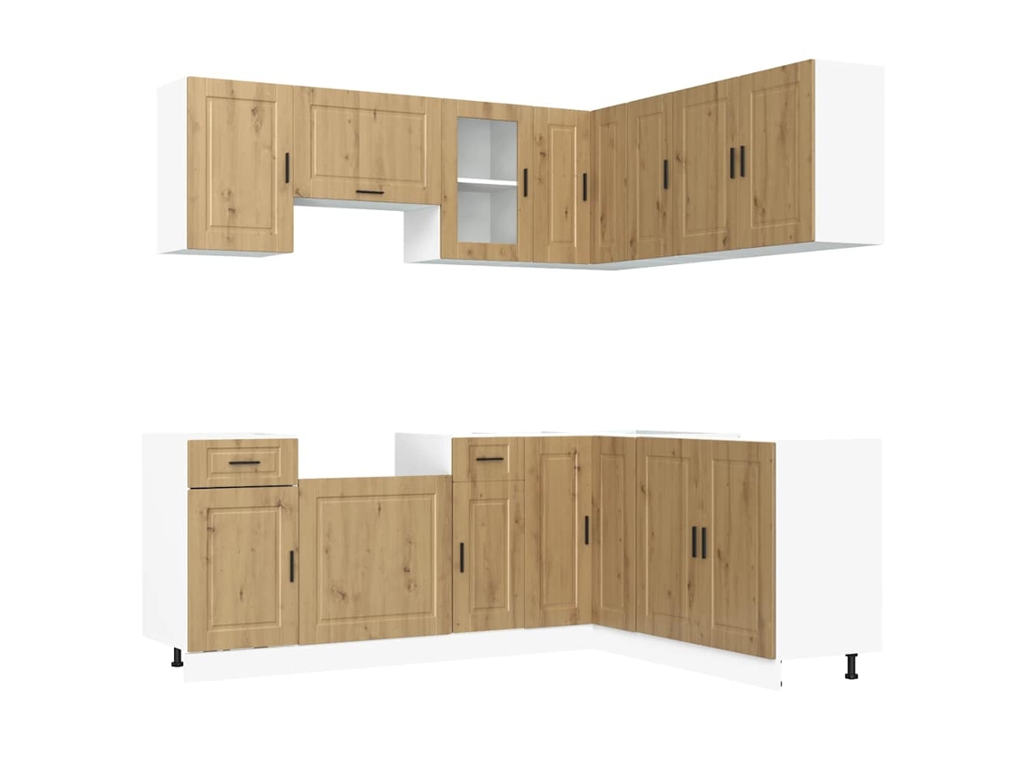 Conjunto 11 Mueble de cocina Porto VIDAXL artesanal roble
