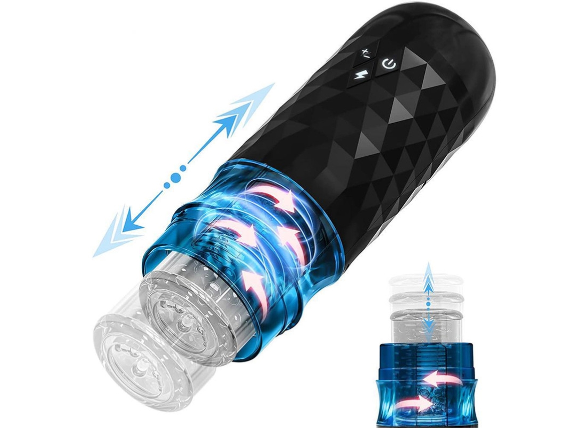 Masturbador De Silicona Con Rotacin Telescpica Automtica Para Hombre (negro) Yizhood