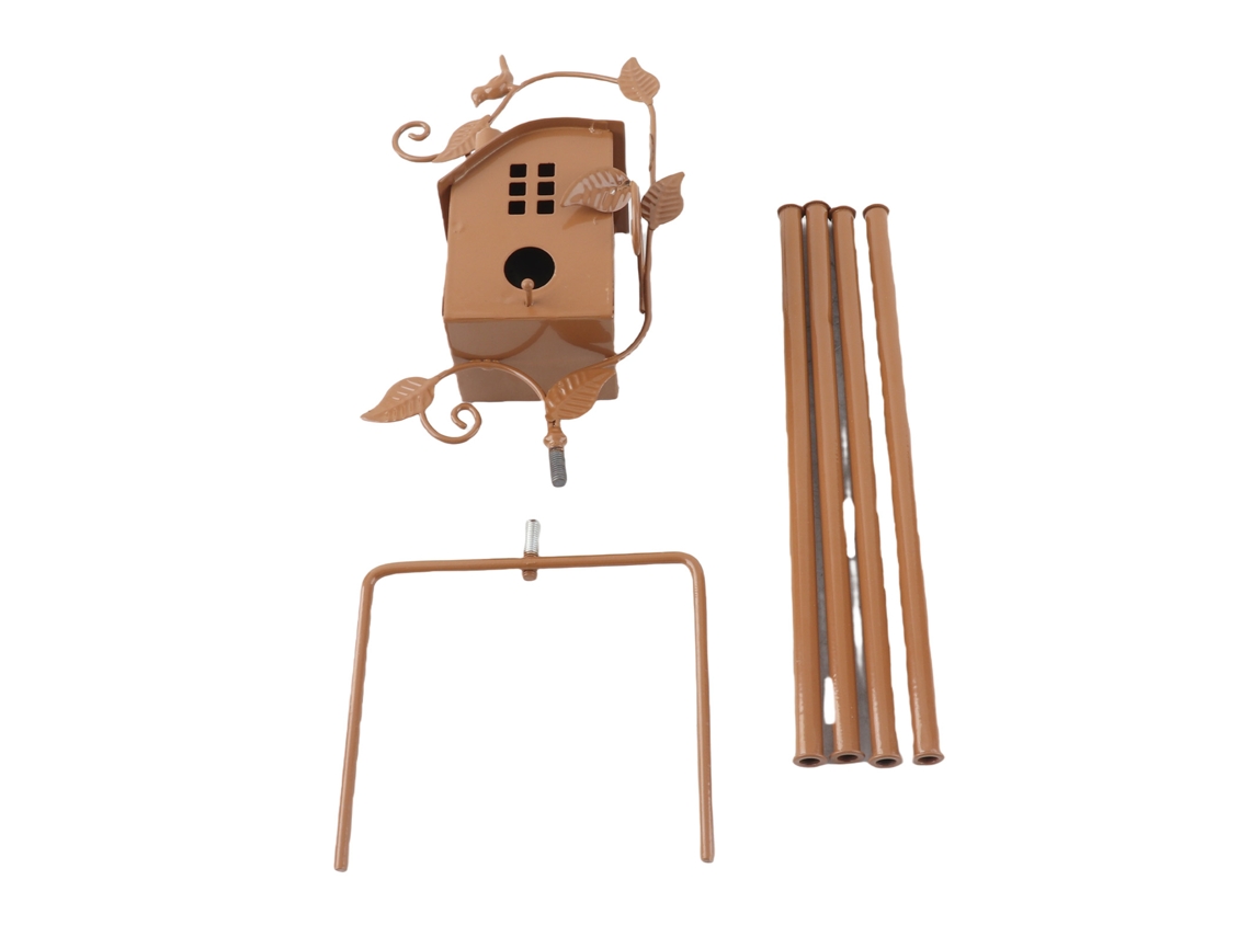 Casita Para Pájaros De Metal Con Soporte Para Decoración De Jardín Y Patio.