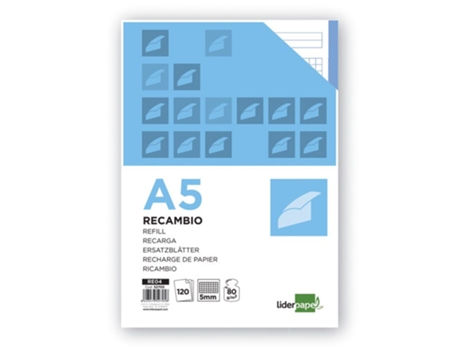 Recarga de Hojas LIDERPAPEL Faixas coloridas 120 Hojas (A5)