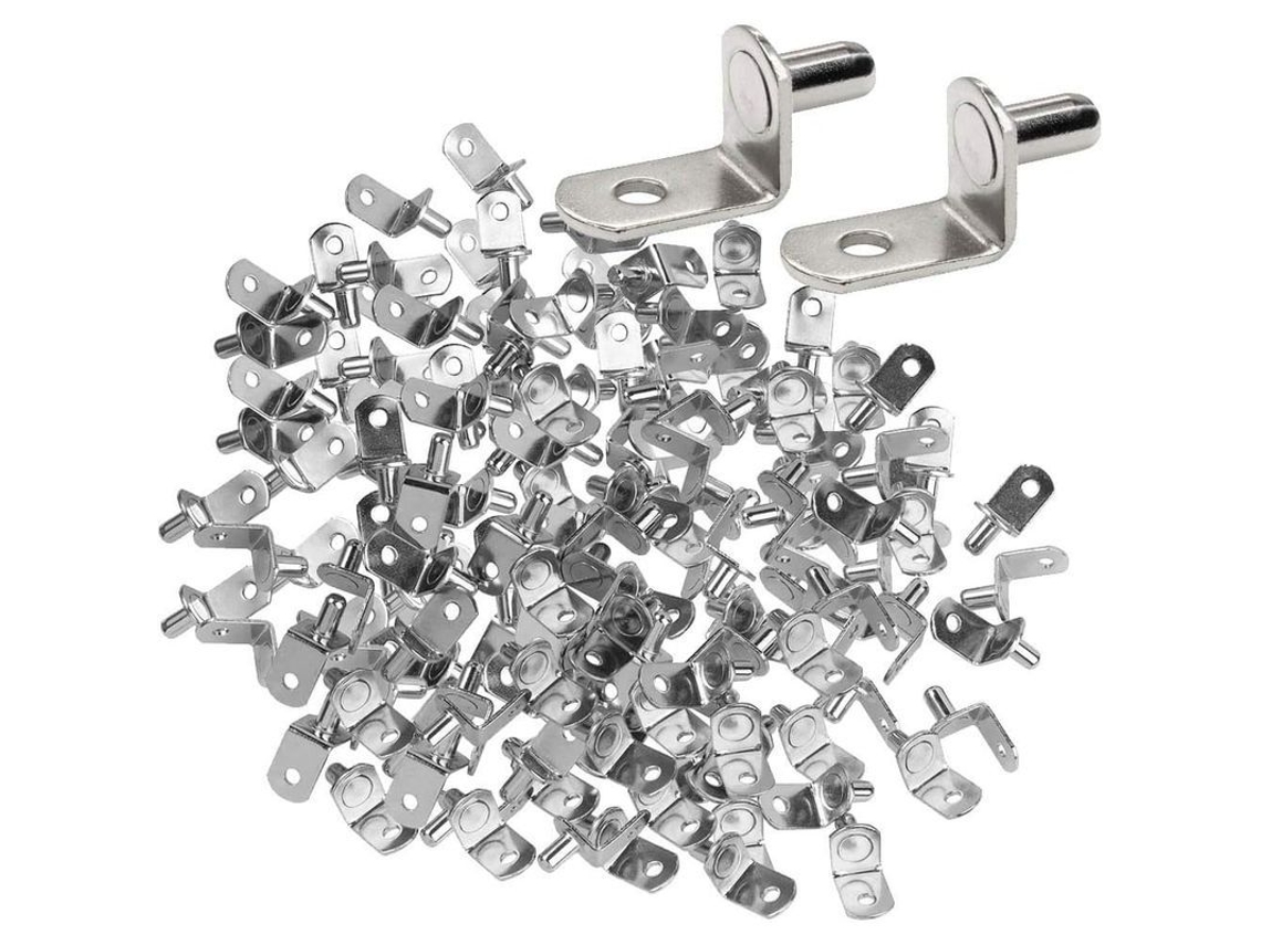 50 Clavijas Metálicas En Forma De L De 6 Mm Con Revestimiento De Níquel Para Soportes De Estantes Y Armarios De Muebles.