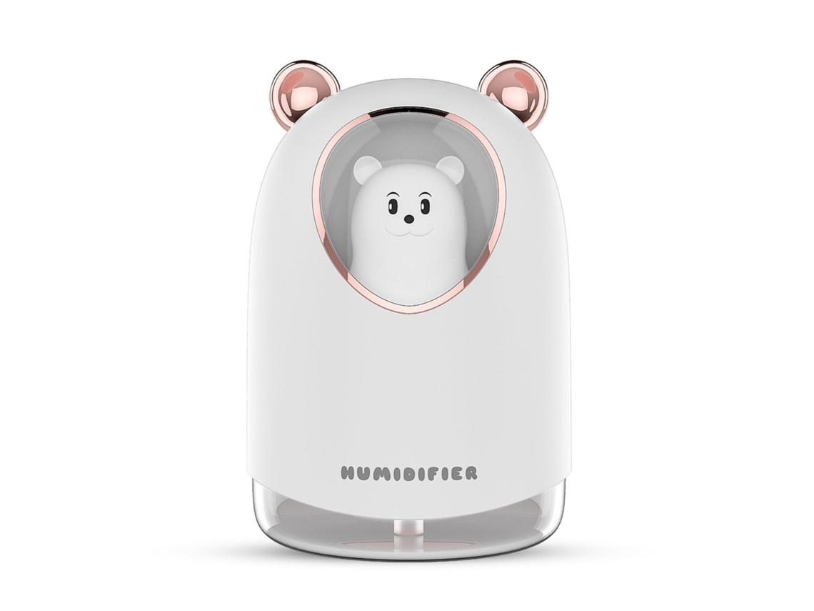 Humidificador VANJL Difusor De Aceite Aromático Pulverizador De Niebla Lindo Oso De Dibujos Animados 300 Ml-Blanco