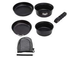 Juego de utensilios de cocina portátiles de aluminio antiadherente para acampar.