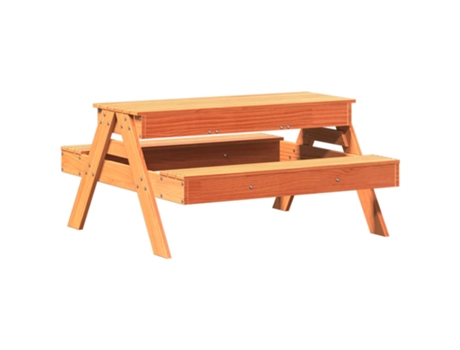 Mesa de pícnic VIDAXL con arenero de niños madera maciza pino marrón
