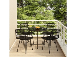 Juego de comedor de jardín de 5 piezas DKD Home Decor en mimbre negro