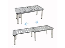 Organizador de armário expansível 2026 em aço inoxidável, porta-temperos para cozinha, banheiro e escritório, cinza.