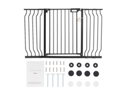 Puerta de seguridad ajustable para niños y animales, 749 x 1346 mm, altura 762 mm, color negro, sin taladrar Tekmaquinas