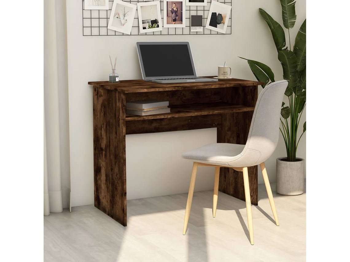Escritorio madera contrachapada color roble ahumado 90x50x74 cm