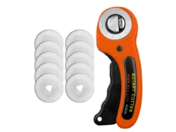 Herramienta para cortar cuero con hoja de 45 mm, cortador rotatorio multifuncional de acero inoxidable y mango cómodo.