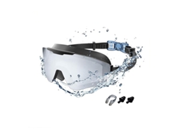 Gafas de natación infantiles 2500 negras con revestimiento plateado (incluye estuche, pinza nasal y protectores auditivos).