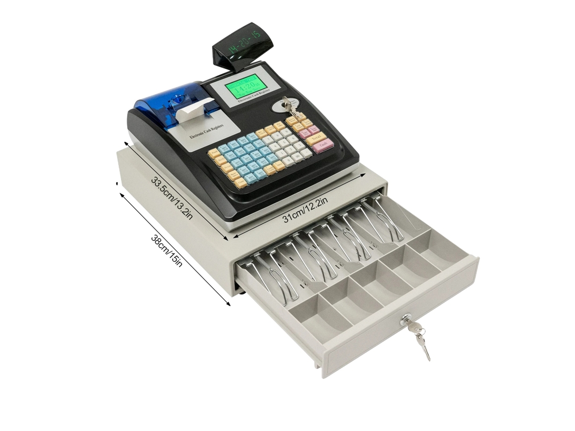 Caja registradora electrónica, pantalla dual, compatible con múltiples pagos, OEM negra