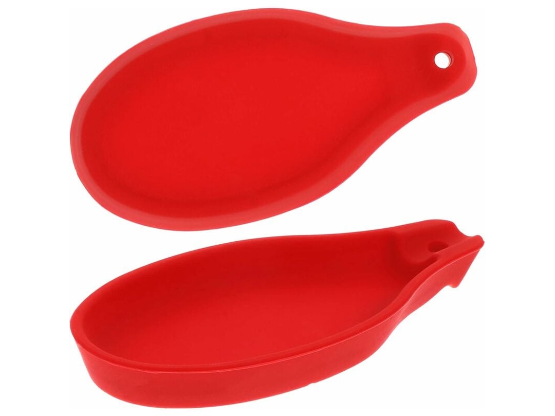 Juego de 2 soportes para cucharas de silicona resistentes al calor - Rojo RNEMITERY