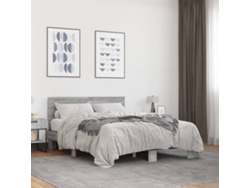 Estructura Cama Madera Ingeniería Metal Gris Sonoma 140x190 Cm