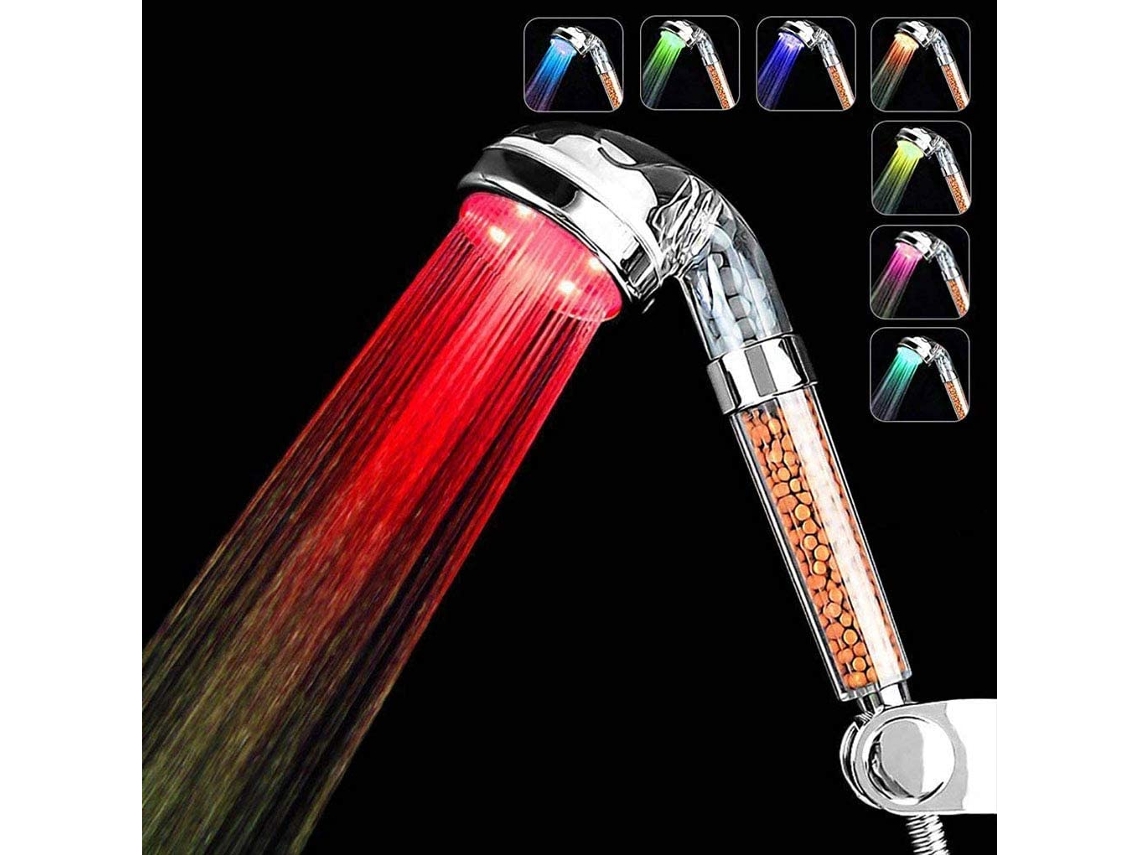 Cabeça De Chuveiro Led Cabeça De Chuveiro Portátil De Alta Pressão Com Luzes Em Mudança De 7 Cores Filtro De Economia De Água，